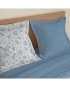 Blaues 4-teiliges Bettwäsche-Set aus bedruckter Baumwolle Louise