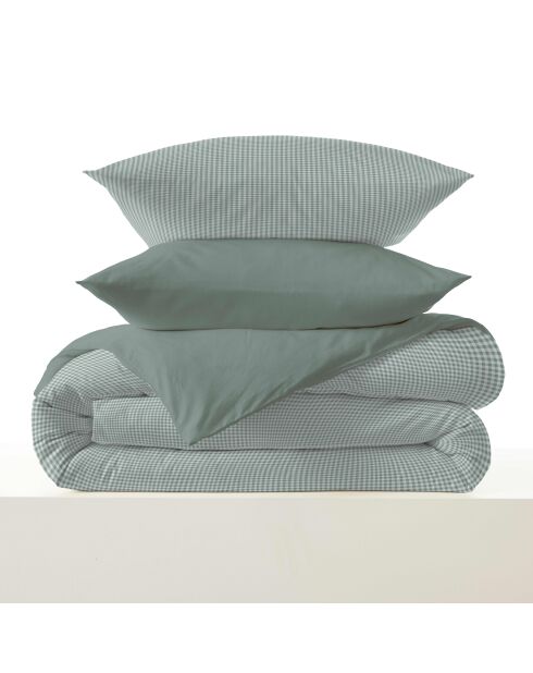 Pack complet housse de couette en coton imprimé Gabrielle sauge - 90x190cm