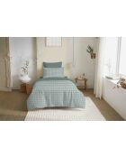 Pack complet housse de couette en coton imprimé Gabrielle sauge - 90x190cm