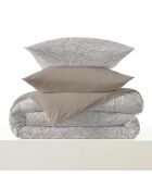 Pack complet housse de couette en coton imprimé Fira naturel
