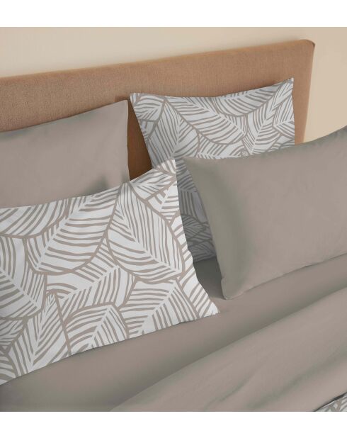 Pack complet housse de couette en coton imprimé Fira naturel