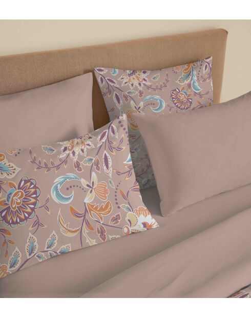 Pack complet housse de couette en coton imprimé Bergame nude