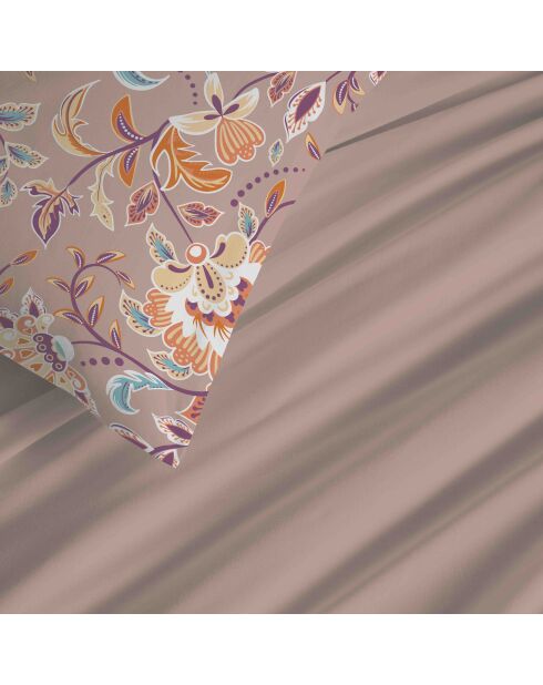 Pack complet housse de couette en coton imprimé Bergame nude