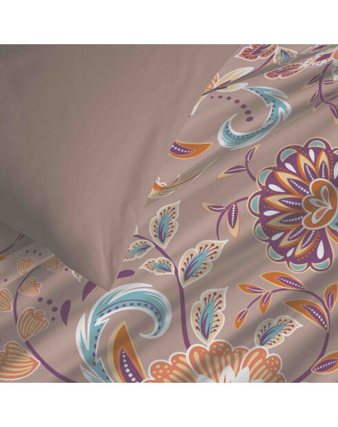 Pack complet housse de couette en coton imprimé Bergame nude