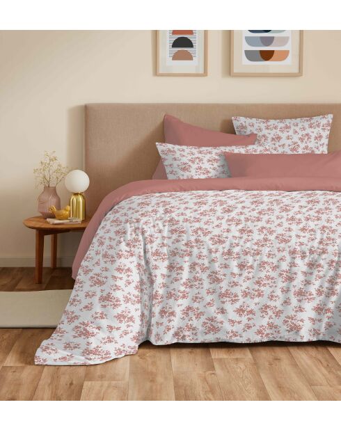 Pack complet housse de couette en coton imprimé King size Eloise abricot - 180x200cm