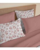 Pack complet housse de couette en coton imprimé King size Eloise abricot - 180x200cm
