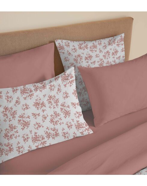 Pack complet housse de couette en coton imprimé King size Eloise abricot - 180x200cm