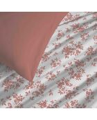 Pack complet housse de couette en coton imprimé King size Eloise abricot - 180x200cm
