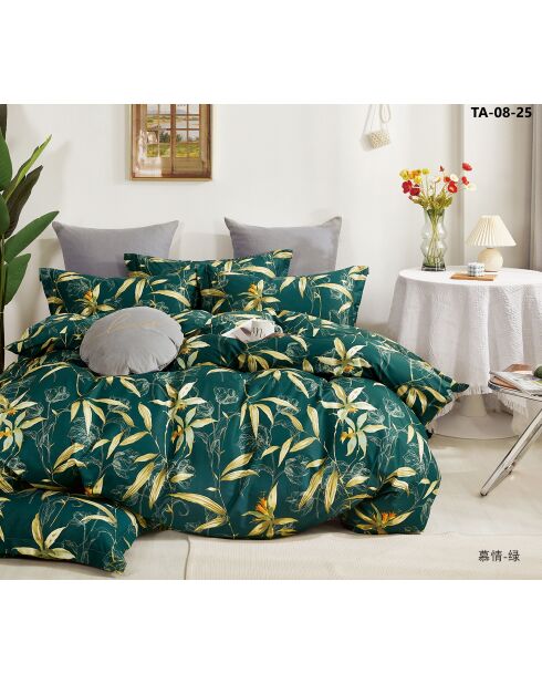 Midnight Leaf Bettdeckenset aus Baumwollperkal-Baumwollperkal, doppelseitig bedruckt, 240 x 220 cm + 65 x 65 cm
