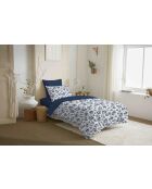 Pack complet housse de couette en coton imprimé Eloise bleu -  90x190cm