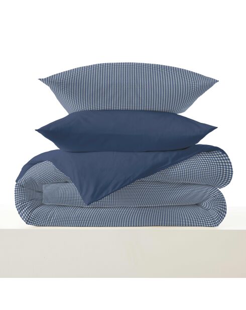 Pack complet housse de couette en coton imprimé King size Gabrielle marine - 180x200cm