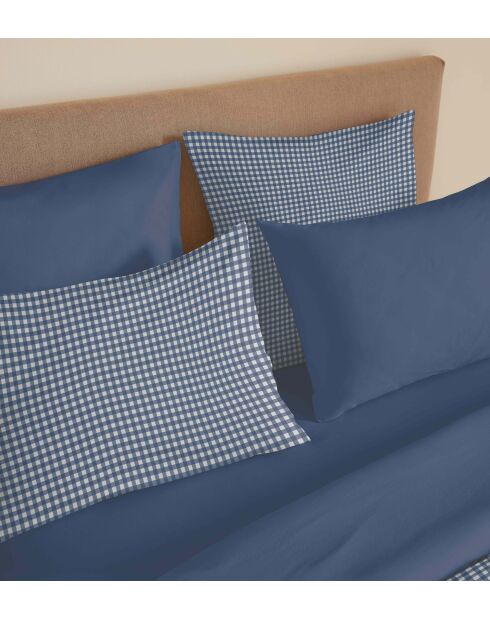 Pack complet housse de couette en coton imprimé King size Gabrielle marine - 180x200cm