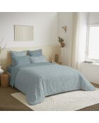 Pack complet housse de couette en coton imprimé King size celeste glacier - 180x200cm