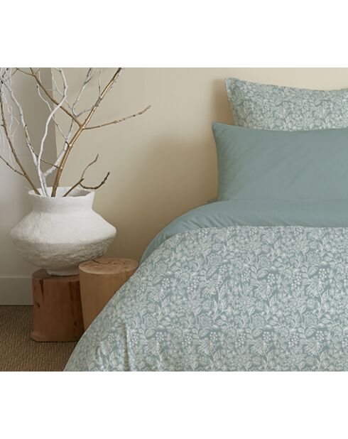Pack complet housse de couette en coton imprimé King size celeste glacier - 180x200cm