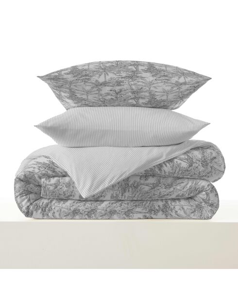 Pack complet housse de couette en coton imprimé King size Adama perle - 180x200cm