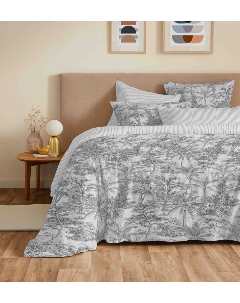Pack complet housse de couette en coton imprimé King size Adama perle - 180x200cm