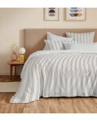 Pack complet housse de couette en coton imprimé King size Florence naturel - 180x200cm
