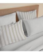 Pack complet housse de couette en coton imprimé King size Florence naturel - 180x200cm