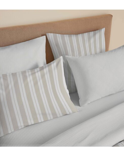 Pack complet housse de couette en coton imprimé King size Florence naturel - 180x200cm
