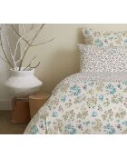 Pack complet housse de couette en coton imprimé King size tanya cyan - 180x200cm