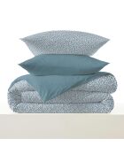 Pack complet housse de couette en coton imprimé Diana bleu - 90x190cm
