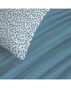 Pack complet housse de couette en coton imprimé Diana bleu - 90x190cm