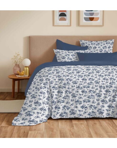 Copripiumino matrimoniale in cotone stampato blu Eloise - 180x200 cm