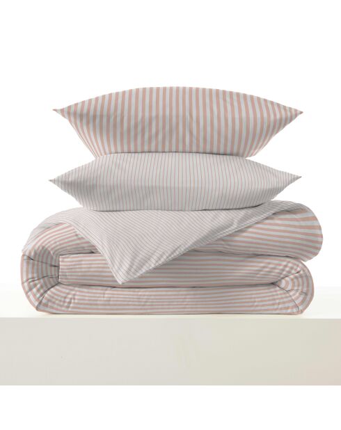 Pack complet housse de couette en coton imprimé Palerme blush - 90x190cm