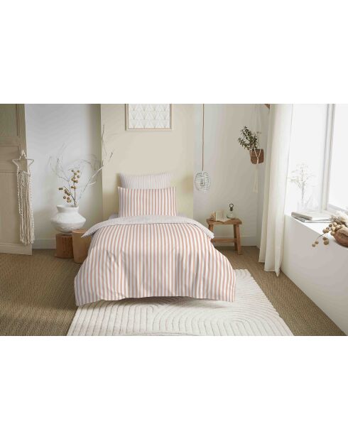 Pack complet housse de couette en coton imprimé Palerme blush - 90x190cm