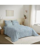 Pack complet housse de couette en coton imprimé King size cashemire bleu - 180x200cm