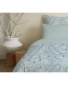 Pack complet housse de couette en coton imprimé King size cashemire bleu - 180x200cm
