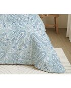 Pack complet housse de couette en coton imprimé King size cashemire bleu - 180x200cm