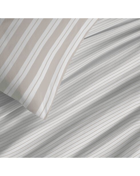 Pack complet housse de couette en coton imprimé Florence naturel - 90x190cm