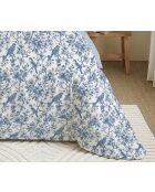 Pack complet housse de couette en coton imprimé King size berangère bleu - 180x200cm