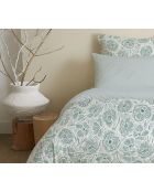 Pack complet housse de couette en coton imprimé King size agathe céladon - 180x200cm