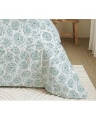 Pack complet housse de couette en coton imprimé King size agathe céladon - 180x200cm