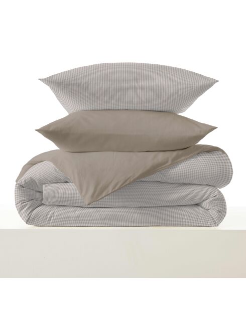 Pack complet housse de couette en coton imprimé Gabrielle naturel - 90x190cm