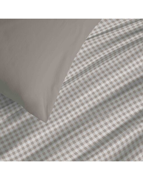 Pack complet housse de couette en coton imprimé Gabrielle naturel - 90x190cm