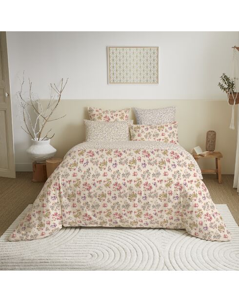 Pack complet housse de couette en coton imprimé tanya multicolore - 140x190cm