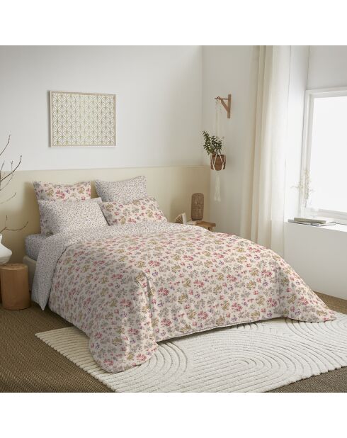 Pack complet housse de couette en coton imprimé tanya multicolore - 140x190cm