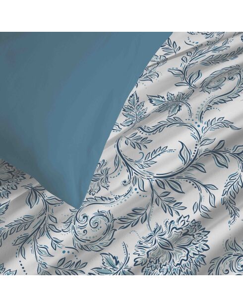 Compleet blauw katoenen dekbedovertrek met Salma-print - 90x190cm