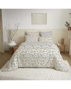 Pack complet housse de couette en coton imprimé tanya cyan