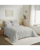 Pack complet housse de couette en coton imprimé tanya cyan
