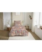 Pack complet housse de couette en coton imprimé Bergame nude - 90x190cm
