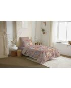 Pack complet housse de couette en coton imprimé Bergame nude - 90x190cm