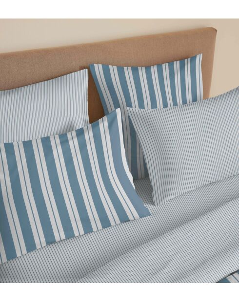 Florence Bettbezug aus bedruckter Baumwolle im Denim-Design, Komplettpaket