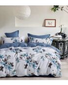Blaues Bettdecken-Set aus Baumwollperkal-Baumwollperkal, doppelseitig bedruckt — 240 x 220 cm + 65 x 65 cm