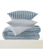 Pack complet housse de couette en coton imprimé Florence denim - 90x190cm