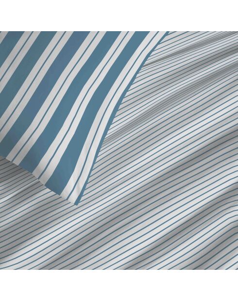 Pack complet housse de couette en coton imprimé Florence denim - 90x190cm