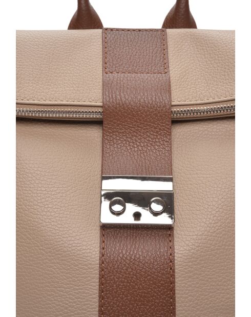 Sac à dos en cuir SS26 LV 128 boue brun - 31x34x10 cm